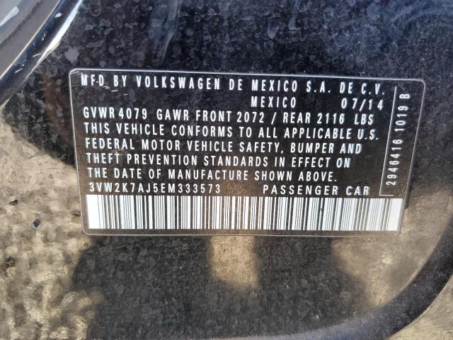3VW2K7AJ5EM333573 - 2014 VOLKSWAGEN JETTA BASE Schwarz Foto 12