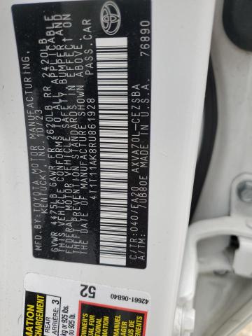 4T1T11AK8RU861928 - 2024 TOYOTA CAMRY SE NIGHT SHADE WHITE photo 12