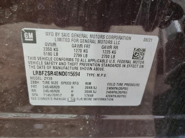 LRBFZSR40ND015694 - 2022 BUICK ENVISION AVENIR MAROON photo 13