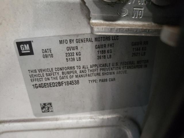 1G4GE5ED2BF184538 - 2011 BUICK LACROSSE CXS SILVER photo 12