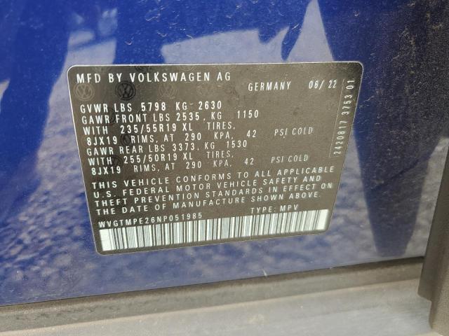 WVGTMPE26NP051985 - 2022 VOLKSWAGEN ID.4 PRO S 蓝色 照片 13