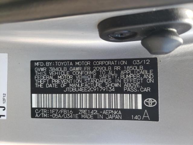 JTDBU4EE2C9179134 - 2012 TOYOTA COROLLA LE BASE SILVER photo 12