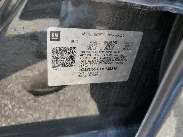 1G1ZD5ST3JF135240 - 2018 CHEVROLET MALIBU LT შავი ფოტო 12