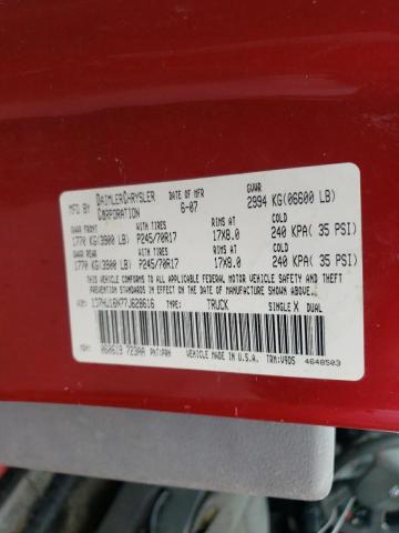 1D7HU16N77J628616 - 2007 DODGE RAM 1500 ST RED photo 10