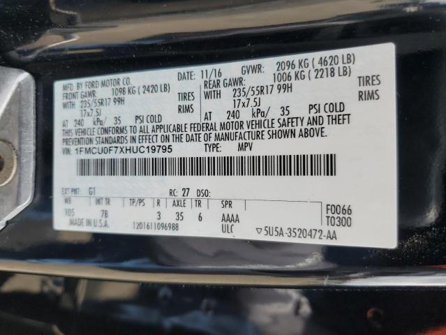 1FMCU0F7XHUC19795 - 2017 FORD ESCAPE S შავი ფოტო 13