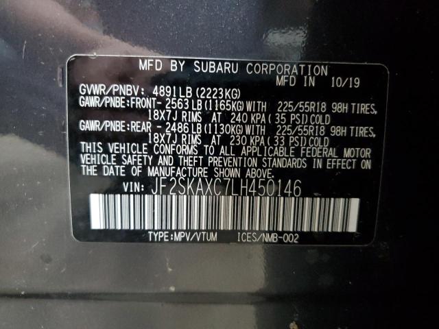 JF2SKAXC7LH450146 - 2020 SUBARU FORESTER TOURING 灰色 照片 13