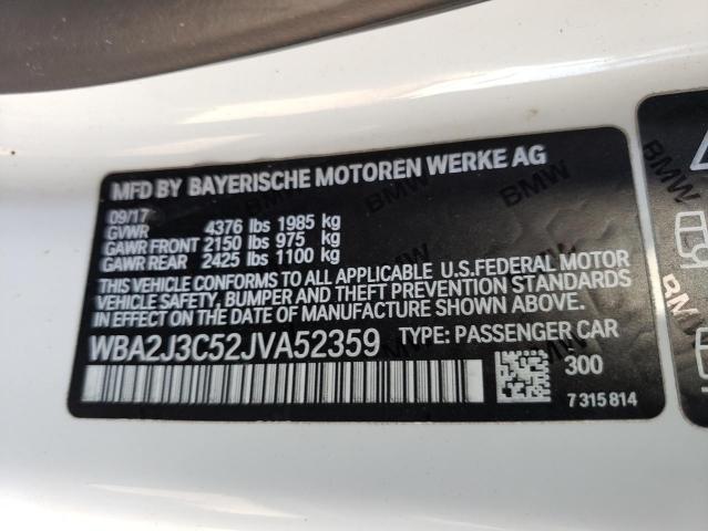 WBA2J3C52JVA52359 - 2018 BMW 230XI WHITE photo 12