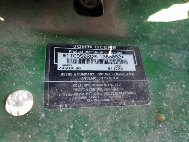 1TC950RCALT080092 - 2020 JOHN DEERE Z950R GREEN photo 10