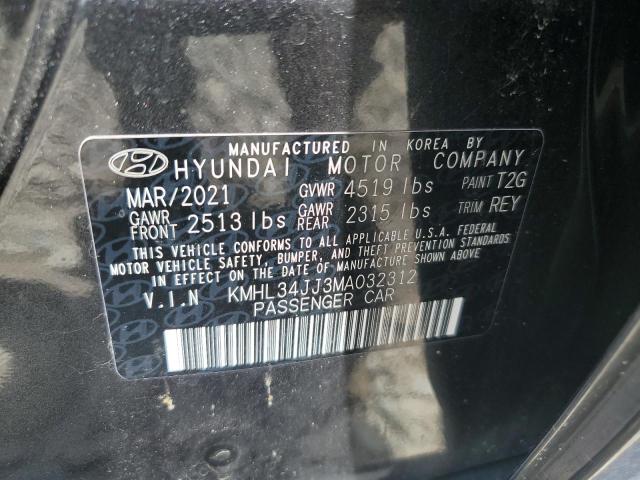 KMHL34JJ3MA032312 - 2021 HYUNDAI SONATA HYBRID GRAY photo 12