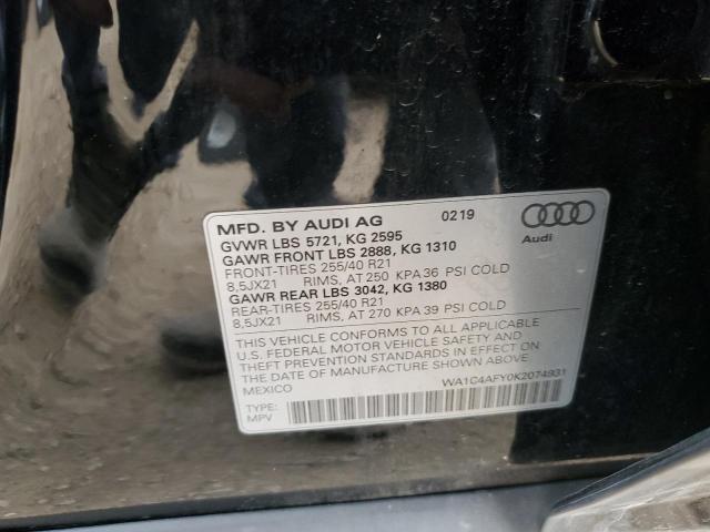 WA1C4AFY0K2074931 - 2019 AUDI SQ5 PRESTIGE BLACK photo 13