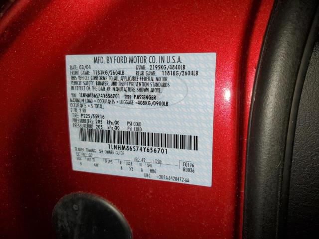 1LNHM86S74Y656701 - 2004 LINCOLN LS 红色 照片 12