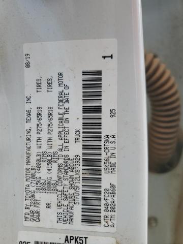 5TFUY5F12LX873929 - 2020 TOYOTA TUNDRA DOUBLE CAB SR/SR5 WHITE photo 12