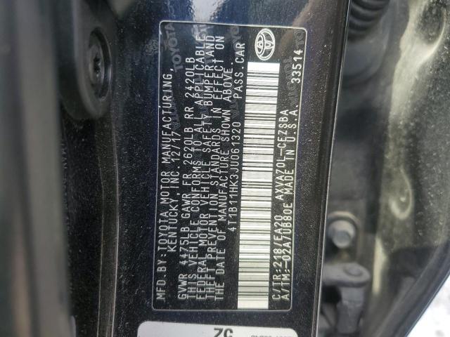 4T1B11HK3JU061320 - 2018 TOYOTA CAMRY L BLACK photo 12