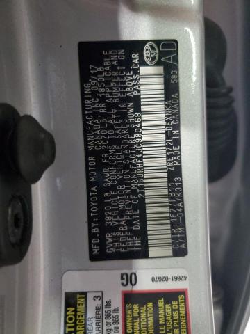 2T1BURHE4JC980468 - 2018 TOYOTA COROLLA L Сріблястий фото 12