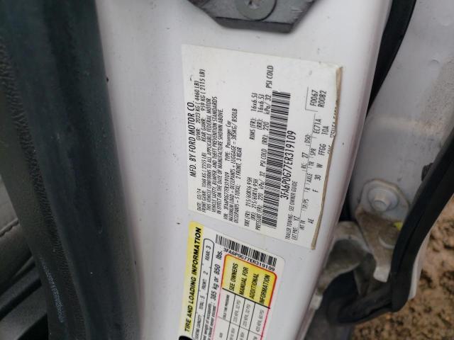 3FA6P0G77ER319109 - 2014 FORD FUSION S WHITE photo 10