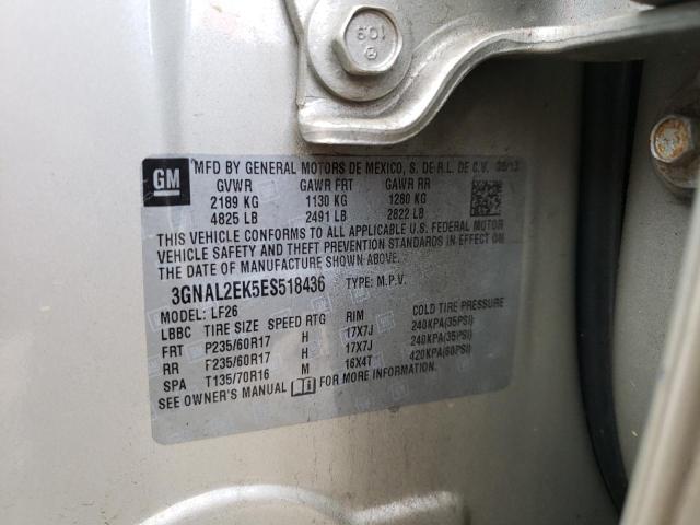 3GNAL2EK5ES518436 - 2014 CHEVROLET CAPTIVA LS 米色 照片 10