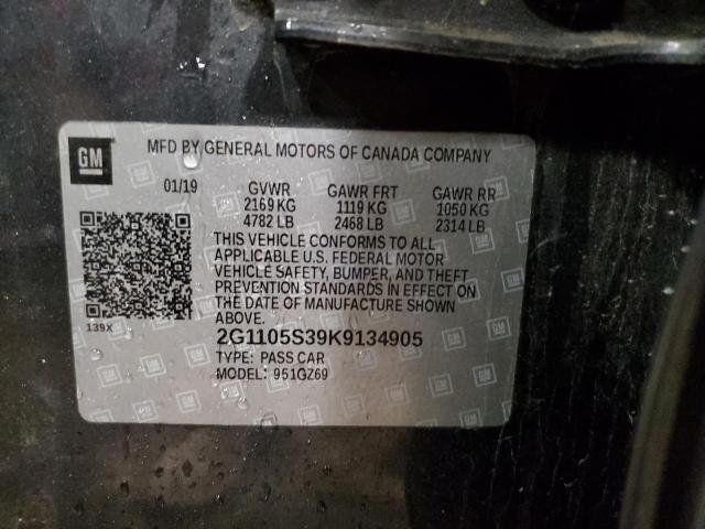 2G1105S39K9134905 - 2019 CHEVROLET IMPALA PREMIER შავი ფოტო 13