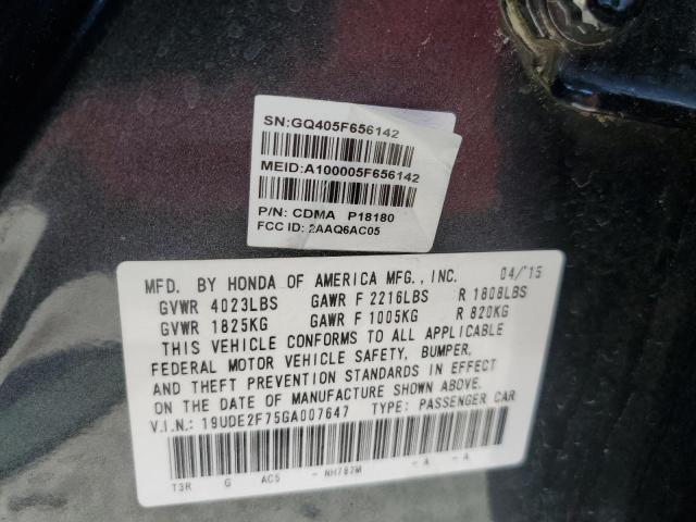 19UDE2F75GA007647 - 2016 ACURA ILX PREMIUM TECH შავი ფოტო 12