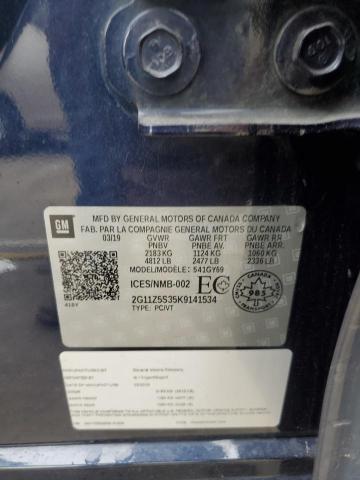 2G11Z5S35K9141534 - 2019 CHEVROLET IMPALA LT ლურჯი ფოტო 13