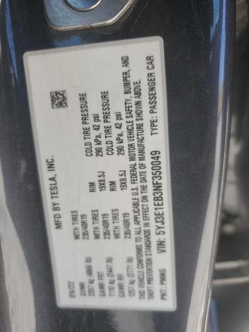 5YJ3E1EB3NF350049 - 2022 TESLA MODEL 3 Сұр фото 12