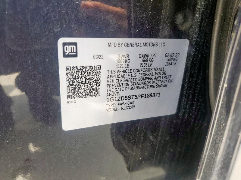 1G1ZD5ST5PF188871 - 2023 CHEVROLET MALIBU LT BLACK photo 12