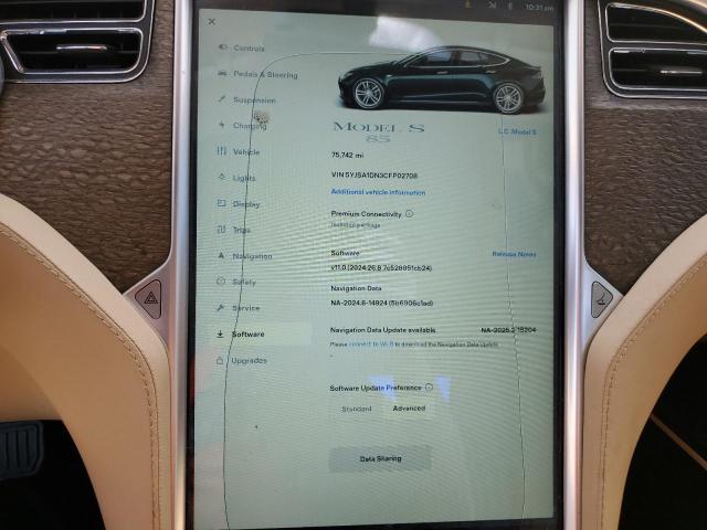 5YJSA1DN3CFP02708 - 2012 TESLA MODEL S BLACK photo 9