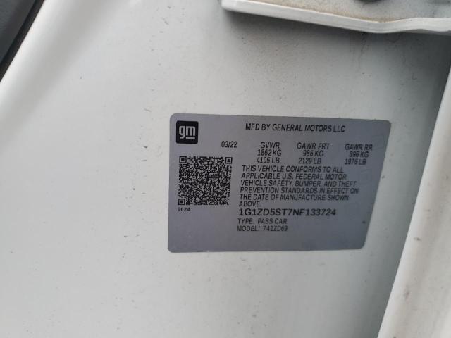 1G1ZD5ST7NF133724 - 2022 CHEVROLET MALIBU LT WHITE photo 12