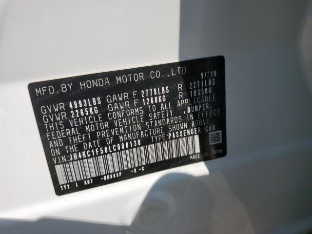 JH4KC1F58LC000130 - 2020 ACURA RLX TECHNOLOGY WHITE photo 12