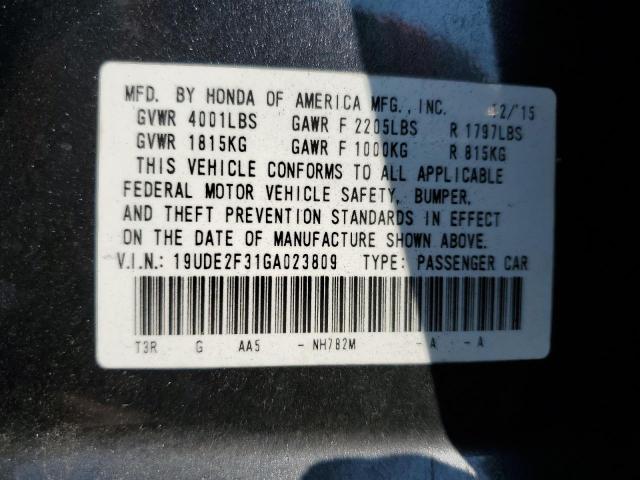 19UDE2F31GA023809 - 2016 ACURA ILX BASE WATCH PLUS BLACK photo 12