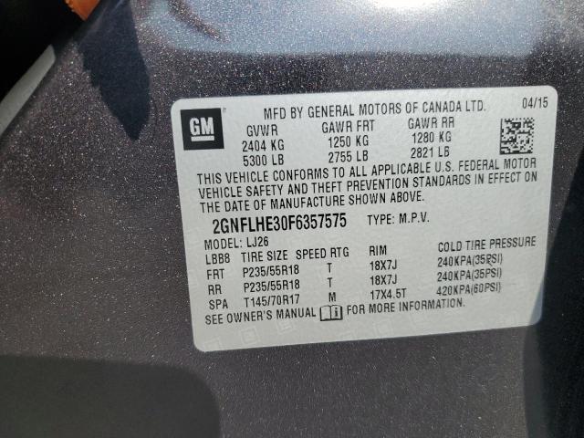 2GNFLHE30F6357575 - 2015 CHEVROLET EQUINOX LTZ BLACK photo 13