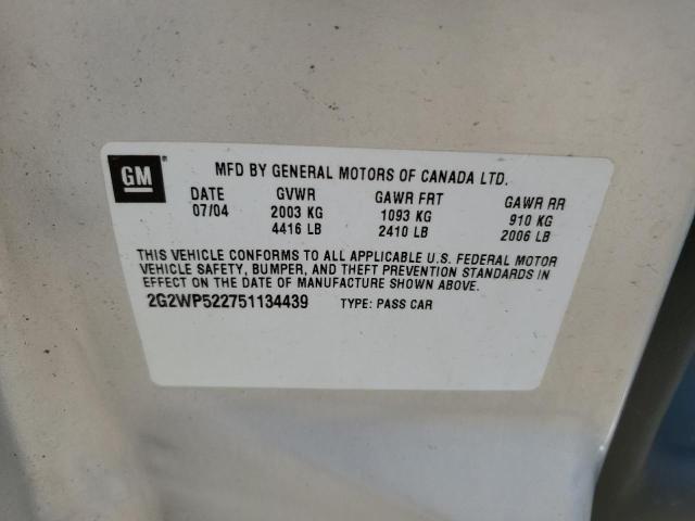 2G2WP522751134439 - 2005 PONTIAC GRAND PRIX 银色 照片 12