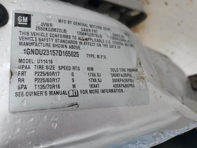 1GNDU23157D165025 - 2007 CHEVROLET UPLANDER LS SILVER photo 13