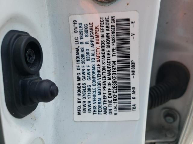 19XFC2E85KE019794 - 2019 HONDA CIVIC SPORT 白色 照片 12