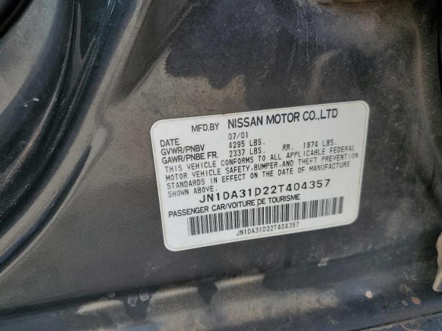 JN1DA31D22T404357 - 2002 NISSAN MAXIMA GLE GRAY photo 12