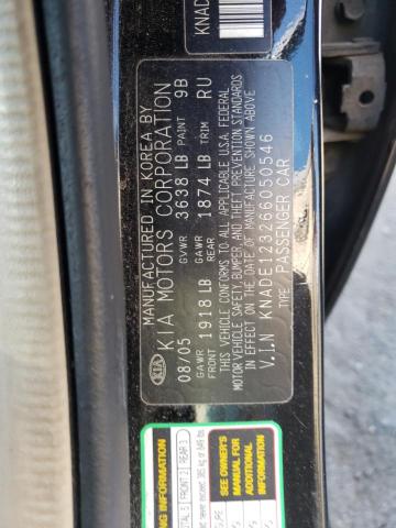 KNADE123266050546 - 2006 KIA RIO BLACK photo 12