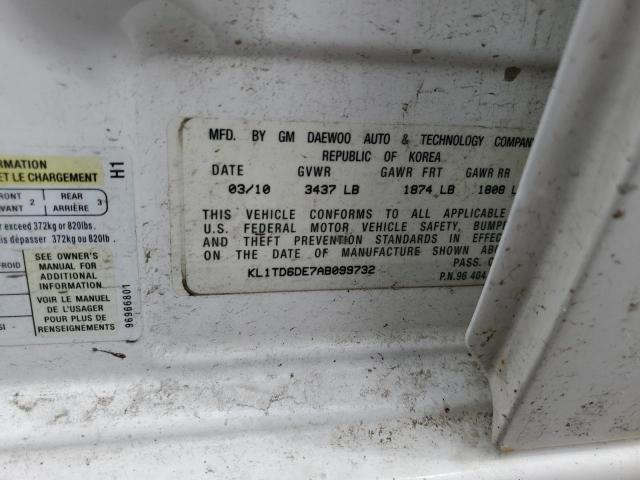 KL1TD6DE7AB099732 - 2010 CHEVROLET AVEO LS 白色 照片 12