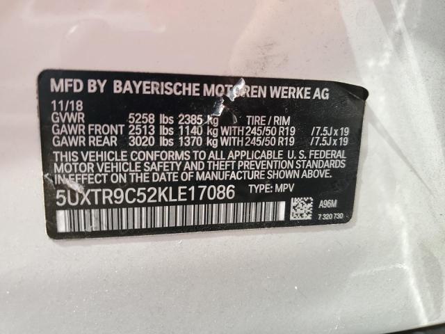 5UXTR9C52KLE17086 - 2019 BMW X3 XDRIVE30I თეთრი ფოტო 13