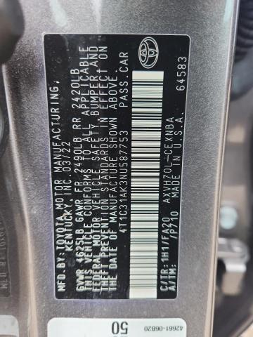 4T1C31AK3NU587753 - 2022 TOYOTA CAMRY LE GRAY photo 12