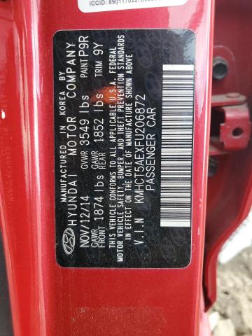 KMHCT5AEXFU206872 - 2015 HYUNDAI ACCENT GS Rouge photo 13