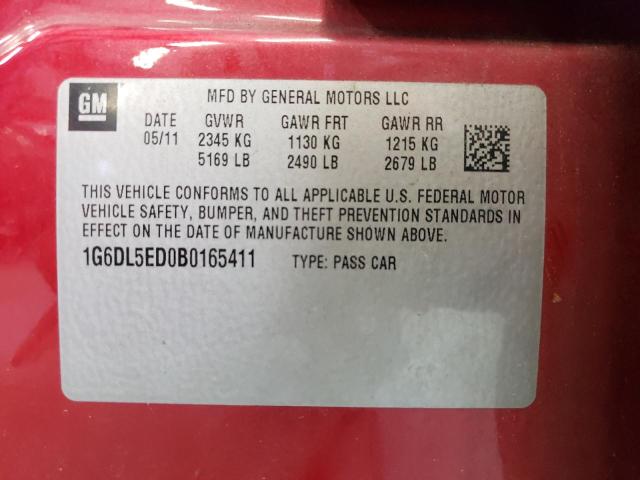 1G6DL5ED0B0165411 - 2011 CADILLAC CTS PERFORMANCE COLLECTION Rot Foto 12