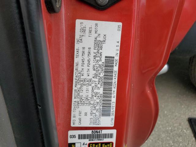 5TFTX4GNXFX045089 - 2015 TOYOTA TACOMA PRERUNNER ACCESS CAB RED photo 12