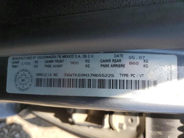 3VWTK69M37M655225 - 2007 VOLKSWAGEN CITY JETTA GRAY photo 12