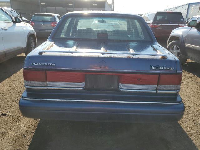 1P3BA7632KF503013 - 1989 PLYMOUTH ACCLAIM LX BLUE photo 6