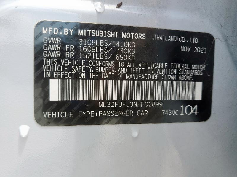 ML32FUFJ3NHF02899 - 2022 MITSUBISHI MIRAGE G4 ES 白色 照片 12