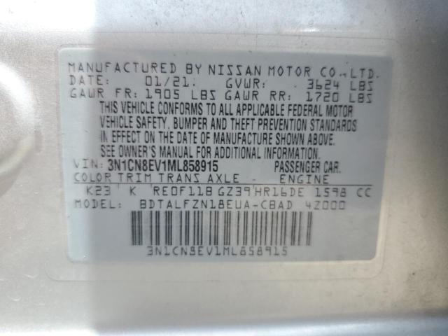 3N1CN8EV1ML858915 - 2021 NISSAN VERSA SV SILVER photo 13