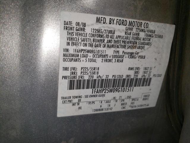 1FAHP25W09G101511 - 2009 FORD TAURUS LIMITED SILVER photo 12