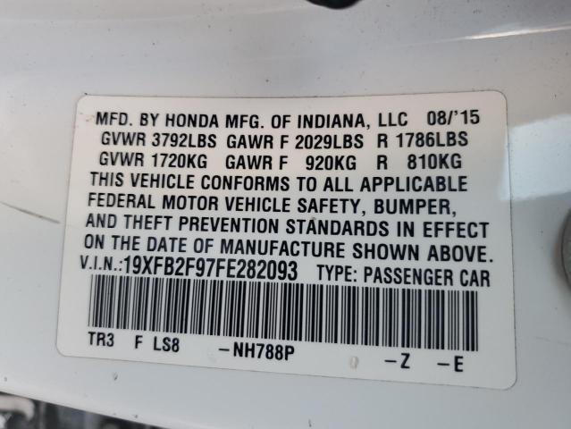 19XFB2F97FE282093 - 2015 HONDA CIVIC EXL 白色 照片 12
