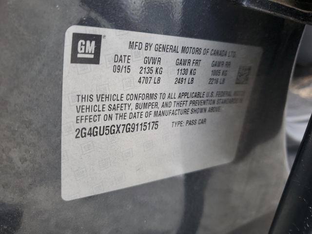 2G4GU5GX7G9115175 - 2016 BUICK REGAL GS BLACK photo 12