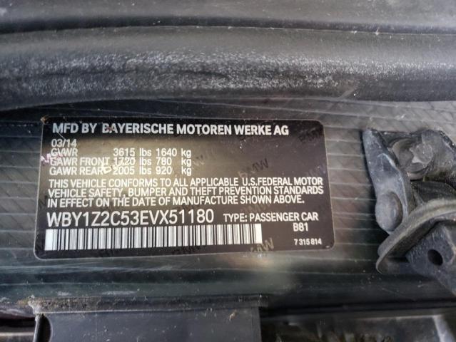 WBY1Z2C53EVX51180 - 2014 BMW I3 BEV GRAY photo 12