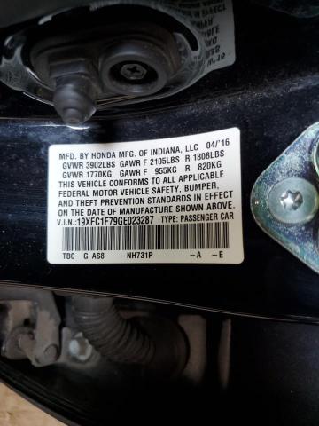 19XFC1F79GE023287 - 2016 HONDA CIVIC EXL შავი ფოტო 12